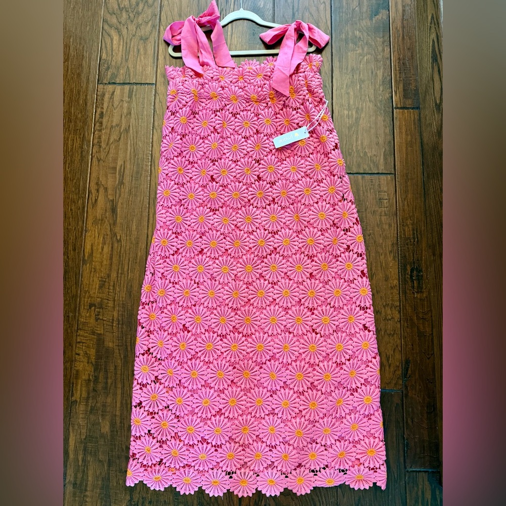 Vibrant Pink and Orange Midi Dress